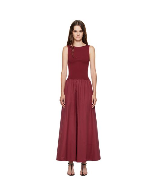 St. Agni Red Burgundy Bateau Cutout Dress