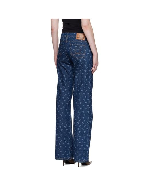 MARINE SERRE Blue Flare Jeans