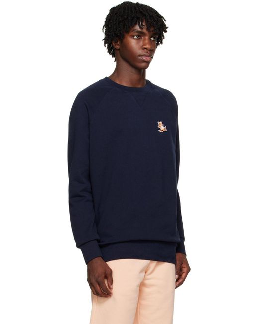 Maison Kitsun Navy Chillax Fox Sweatshirt in Blue for Men Lyst
