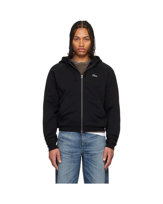 Dime Black Cursive Small Logo Zip Hoodie for men
