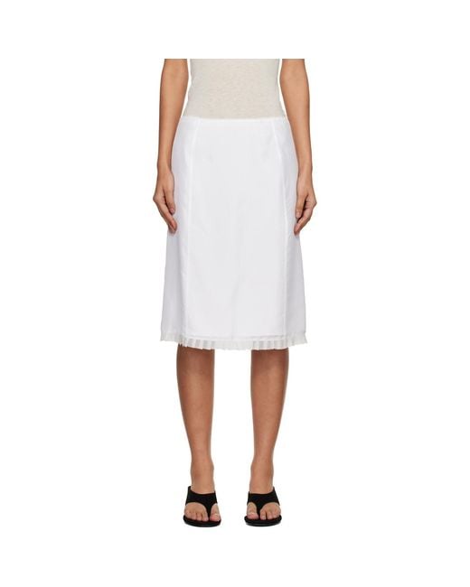 DUNST White H-Line Laced Midi Skirt