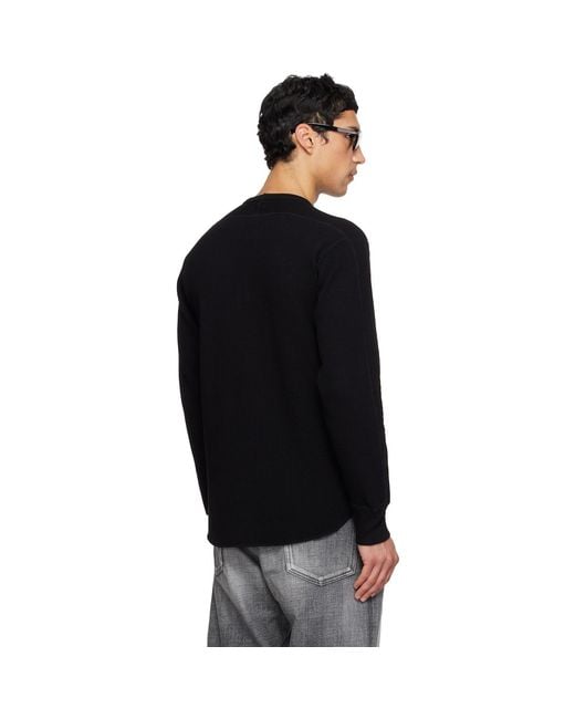 Nanamica Black Crew Neck Thermal Sweatshirt for men