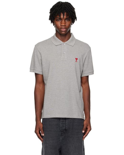 AMI Black Gray Ami De Cœur Polo for men