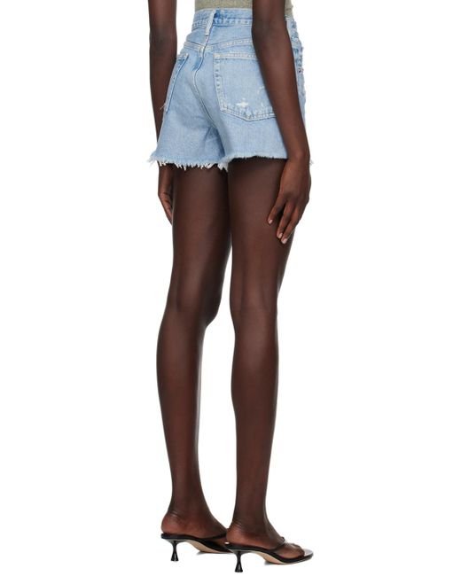 Agolde Black Blue Parker Vintage Denim Shorts