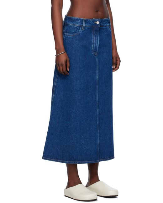 Studio Nicholson Blue Indigo A-line Denim Maxi Skirt