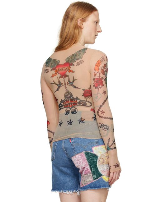 Anna Sui Blue Tattoo Long Sleeve T-shirt