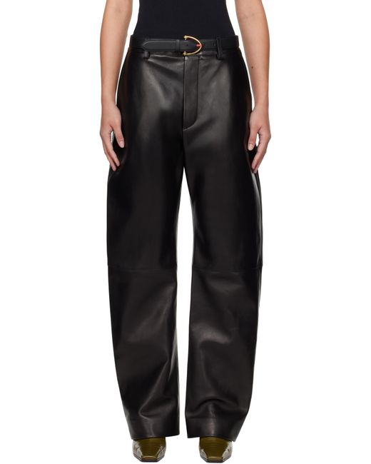 Bottega Veneta Black Rounded Leg Leather Pants