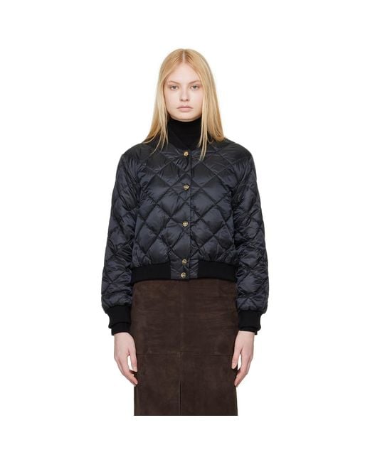 Max Mara Black The Cube Quilted Reversible Down Bomber Jacket