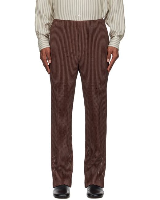 Homme Plissé Issey Miyake Brown Outer Mesh Trousers for men