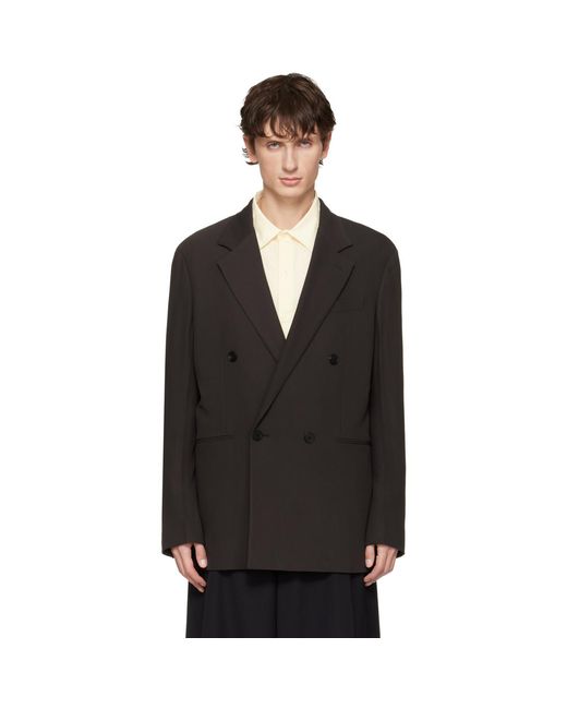 Lanvin Black Double-Breasted Blazer for men
