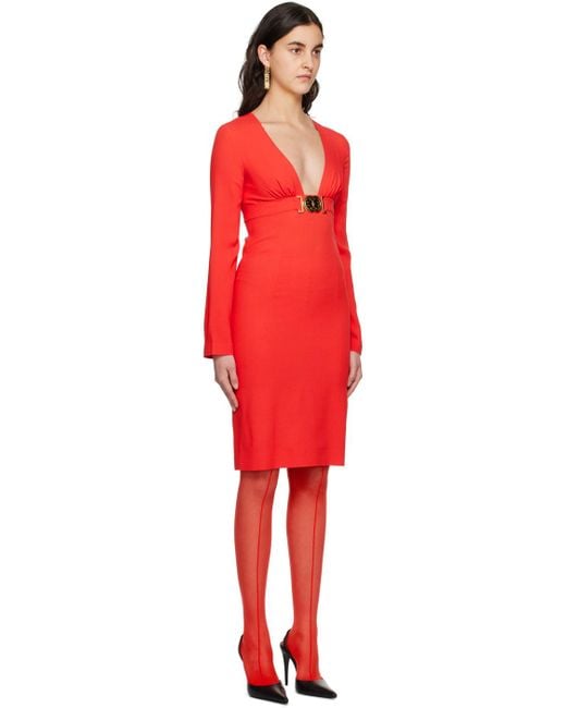 Moschino Red Double Smiley V-neck Midi Dress | Lyst