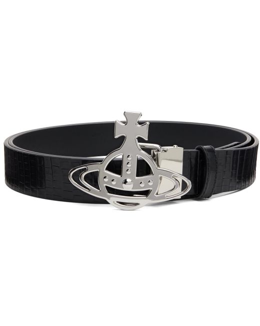 Vivienne Westwood Black Line Orb Buckle Belt for men