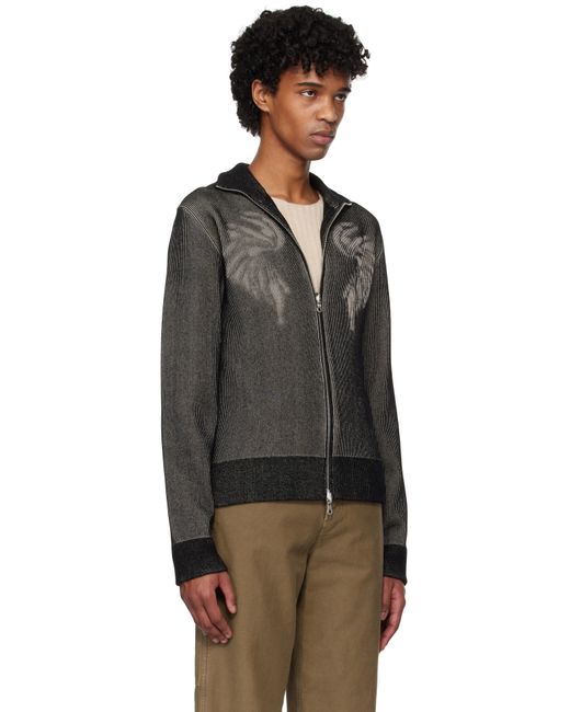 メンズ Dries Van Noten ブラック ジップアップセーター Black
