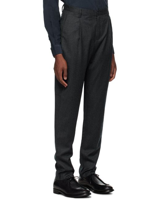 Sunspel Black Gray Pleated Trousers for men