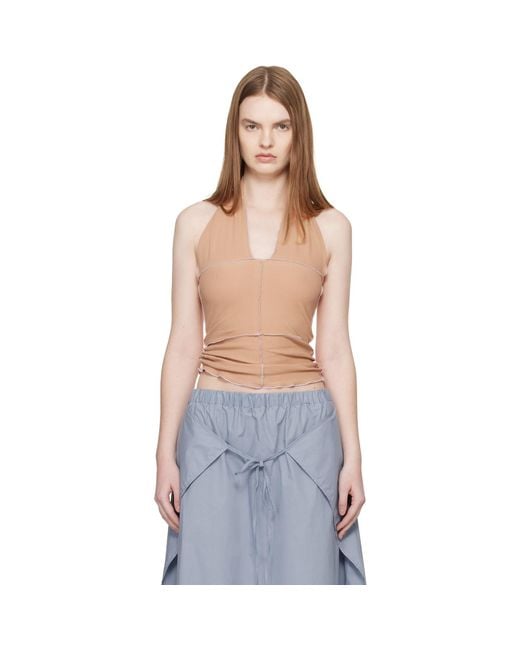 Baserange Blue Tan Cinder Halter Top