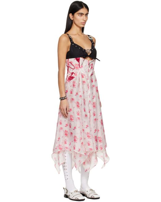 Chopova Lowena Black Pink Suski Midi Dress
