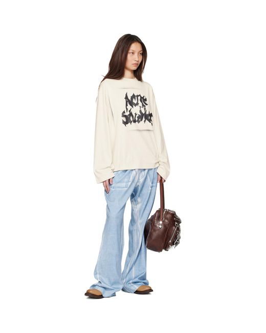 Acne Blue Casual Printed Trousers