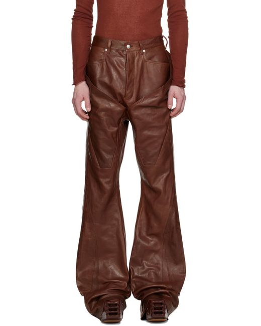 Pantalon slive bourgogne en cuir Rick Owens pour homme en coloris Brown