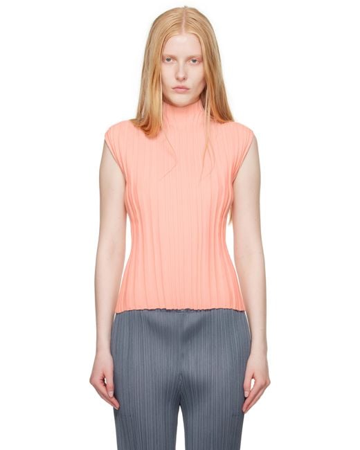 Pleats Please Issey Miyake Rib Knit Top in Orange | Lyst Canada