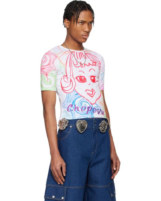 メンズ Chopova Lowena ホワイト 'It's Me! ジャージ 半袖Tシャツ Blue