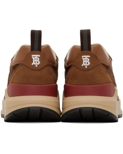 Burberry Brown Sean Checked Sneakers for men