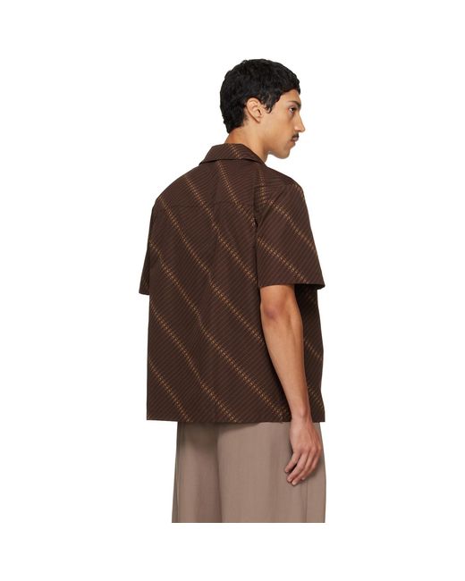 Ferragamo Brown Short Sleeve Bowling Shirt for men