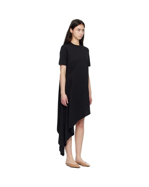 Loulou de Saison Black Igari Asymmetric T-Shirt Midi Dress