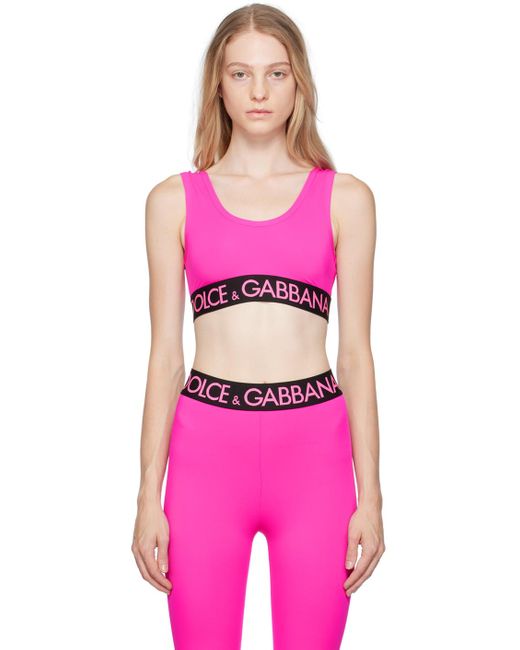 Dolce & Gabbana Pink Logo-waistband Sports Bra