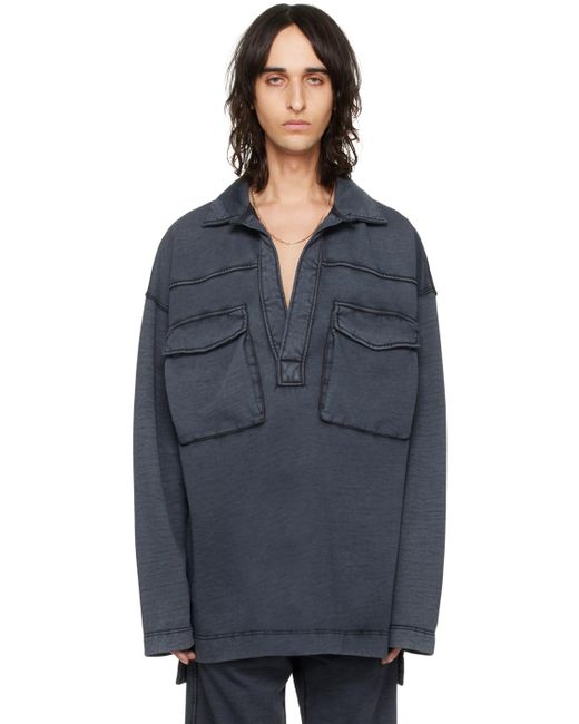 dries van noten グレー ドロップショルダー ポロシャツ