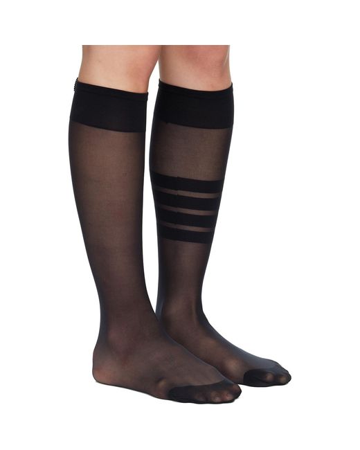 Thom Browne Brown 4-Bar Sheer Nylon Knee High Socks