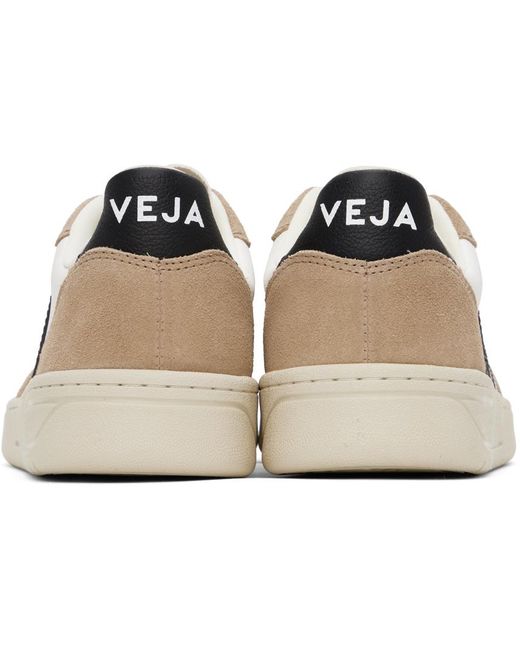 Veja Black White & Brown V-10 Leather Sneakers for men