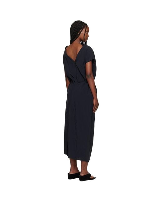 LE17SEPTEMBRE Black Asymmetrical Draped Midi Dress