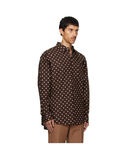 Marni Brown Polka-Dot Shirt for men