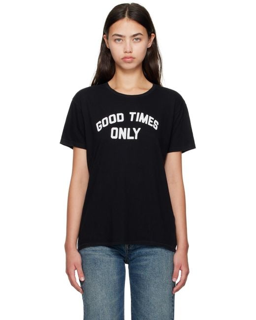 R13 ブラック 'Good Times Only' Boy Tシャツ Black