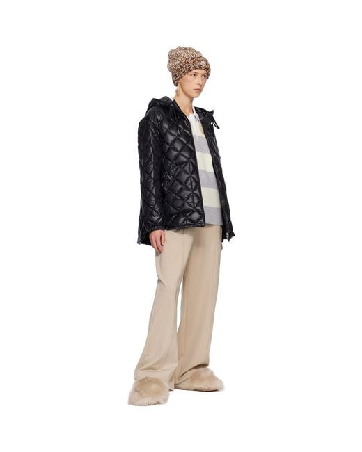 Moncler Black Diamond-Quilted Hooded Short Down Jacket