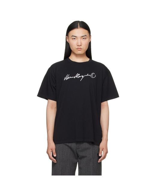 MM6 by Maison Margiela Black Overdyed Jersey T-Shirt for men