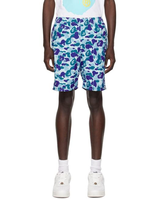 A Bathing Ape Abc Camo Shorts in Blue for Men | Lyst