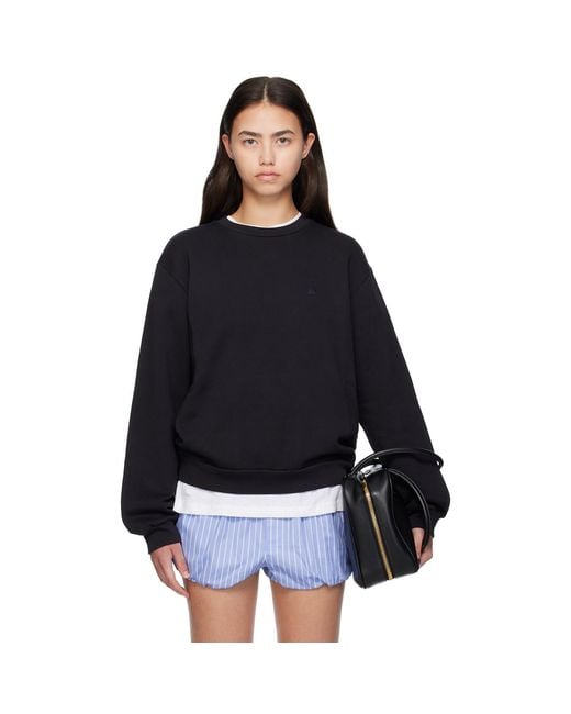 Acne Black Crew Neck Fleece Sweatshirt
