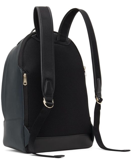 Paul Smith Black Navy Leather Signature Stripe Backpack for men