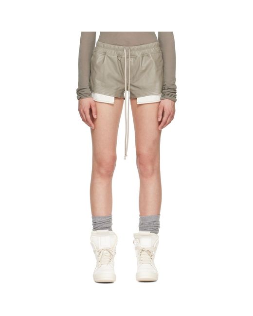 Rick Owens Multicolor Taupe Tower Fog Boxer Leather Shorts