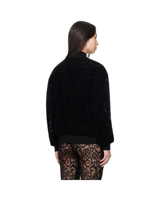 Moschino Black Lace Bomber Jacket