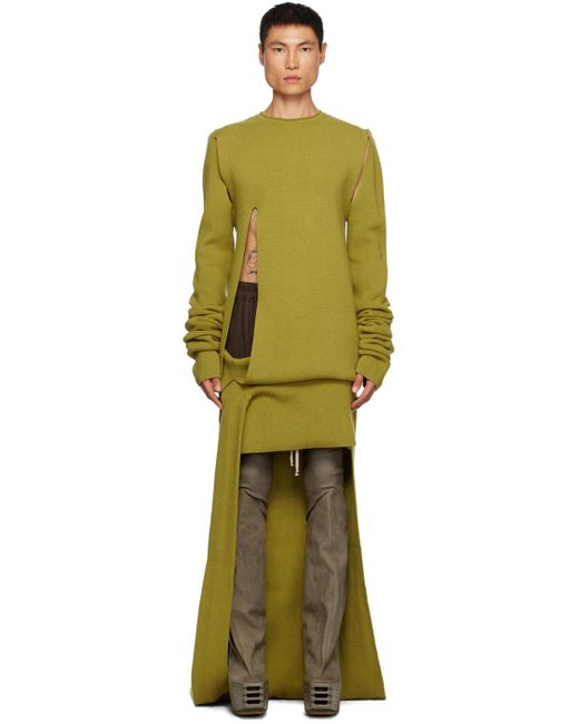 Rick Owens Green Yellow Banana Sweater for men