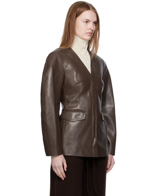 Nanushka Brown Erina Regenerated Leather Blazer
