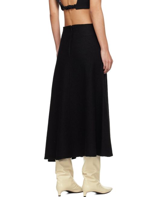 Jil Sander Black Asymmetric Hem Midi Skirt