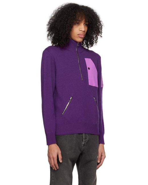 Winnie New York Purple Half-zip Sweater for men