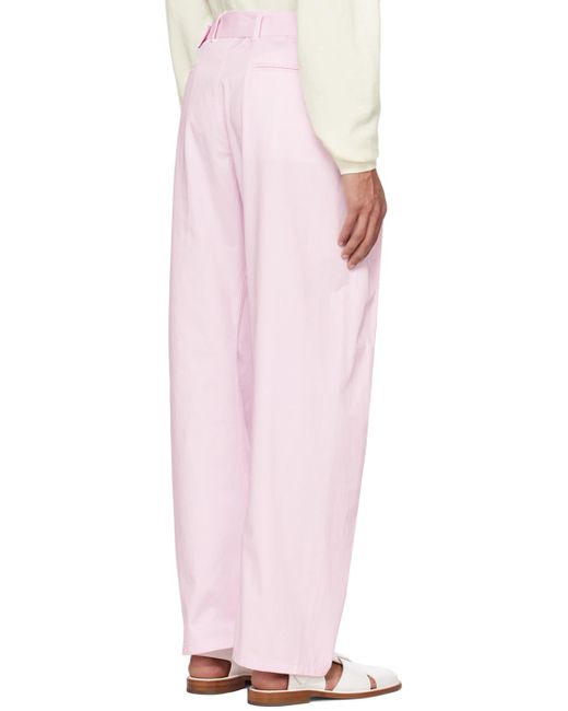 Lemaire Pink Belted Twisted Trousers for men