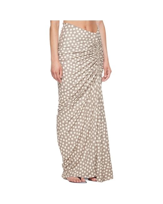 Alaïa Multicolor Taupe Polka Dots Gathered Maxi Skirt