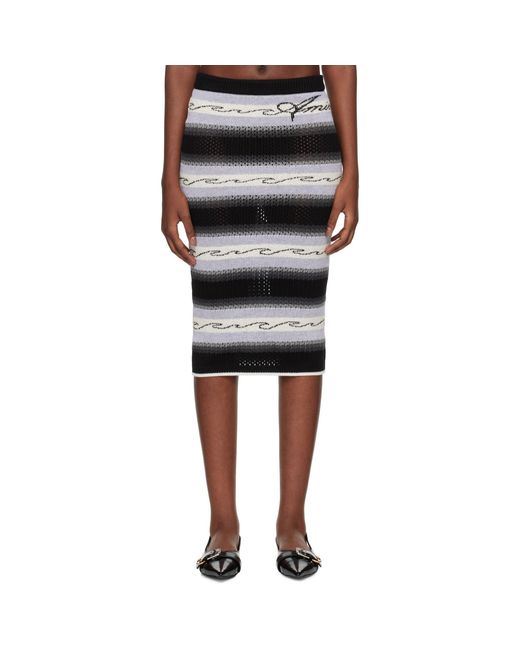 Amiri Black Wave Baja Stripe Midi Skirt