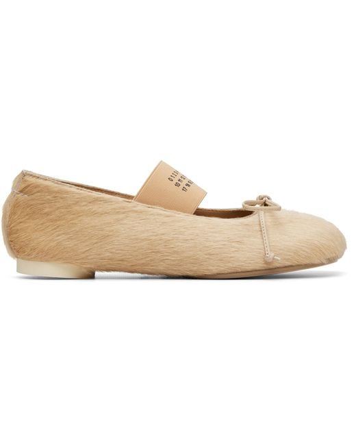 MM6 by Maison Margiela Natural Ballet Calf Hair Ballerina Flats