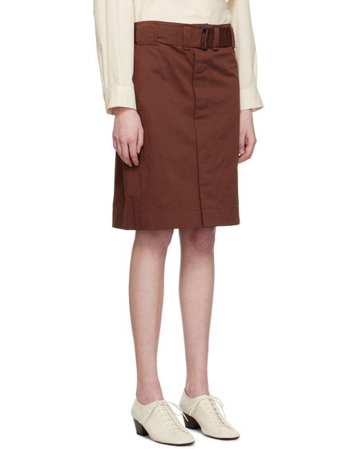 Lemaire Brown Apron Pocket Midi Skirt in Red Lyst